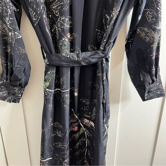 Ooshi Abstract Print Silk Button Down Shirt Dress Black size small - Picture 15 of 16